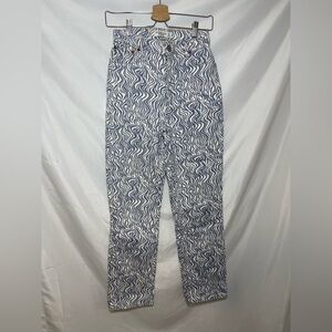 Abercrombie & Fitch Blue and White Patterned Jeans